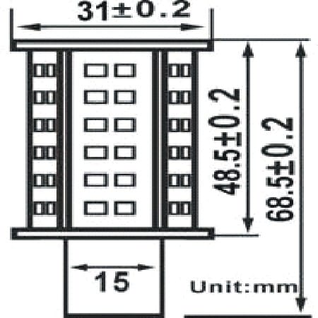 Afmetingen 12V en 24V BAY15D LED Navigatie lamp