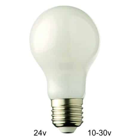 24 volt A60 2W Melkglas E27 Filament lamp